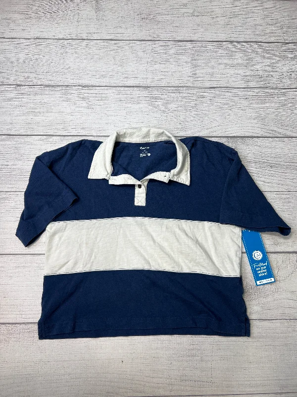 Low Prices Top Short Sleeve By Madewell In Blue White, Size: L