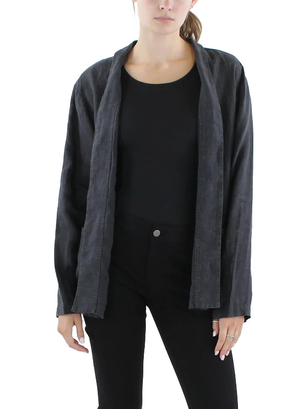 Bargain Prices Womens Collar Organic Linen Open Front