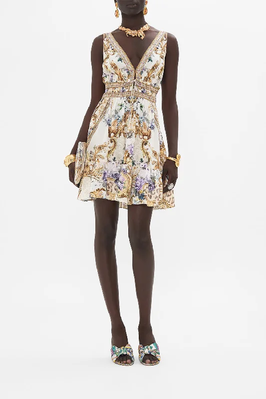 One-DAY Sale SHIRRED WAIST DETAIL MINI DRESS PALAZZO PLAY DATE