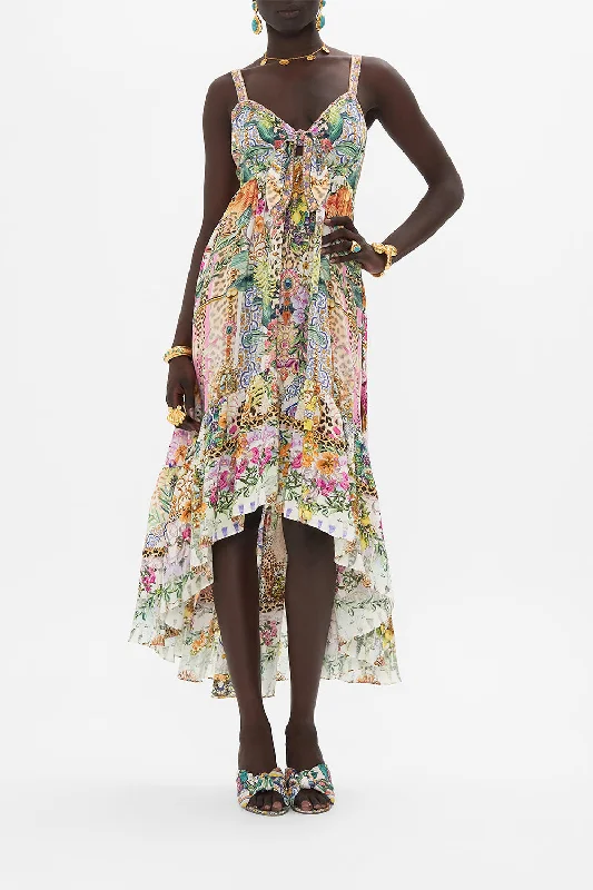 Amazing Deals TIE FRONT HIGH LOW DRESS FLOWERS OF NEPTUNE