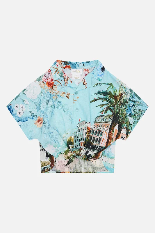 Limited Quantity KIDS CROP TIE FRONT SHIRT 4-10 FROM SORRENTO WITH LOVE