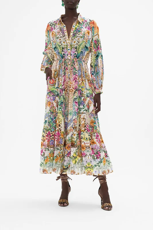 Bargain Prices TIERED LONG SHIRT DRESS FLOWERS OF NEPTUNE