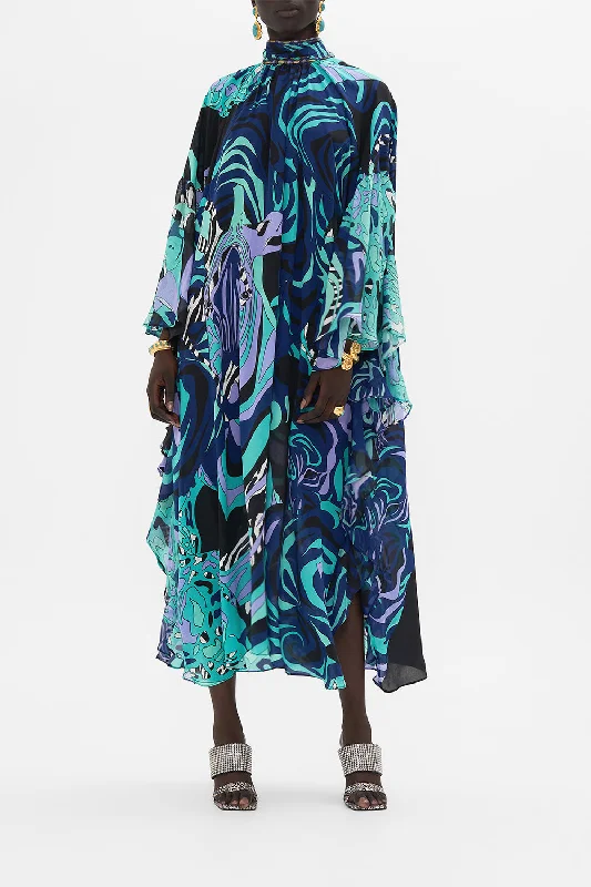 Major Savings HIGH NECK RUFFLE KAFTAN VIVIDLY VENICE
