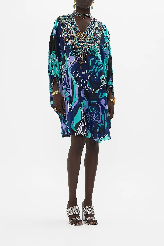 Limited Availability SHORT HIGH NECK KAFTAN WITH O RING VIVIDLY VENICE