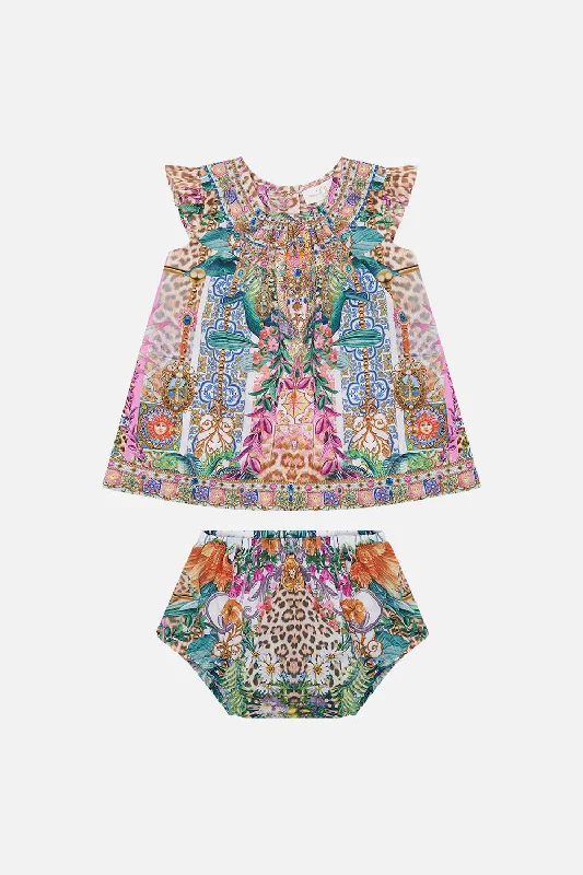 Early Access BABIES TOP AND BLOOMER SET WITH TRIM FLOWERS OF NEPTUNE