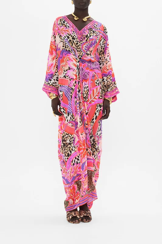 Take Advantage LONG KAFTAN WITH PLEAT DETAIL VIOLA VINTAGE