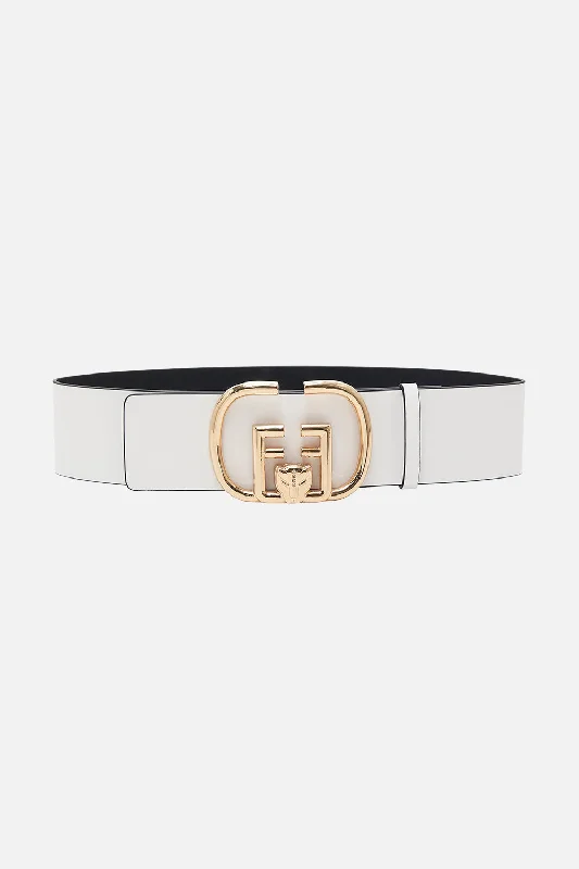 Fantastic Offers REVERSIBLE BUCKLE BELT SOLID WHITE