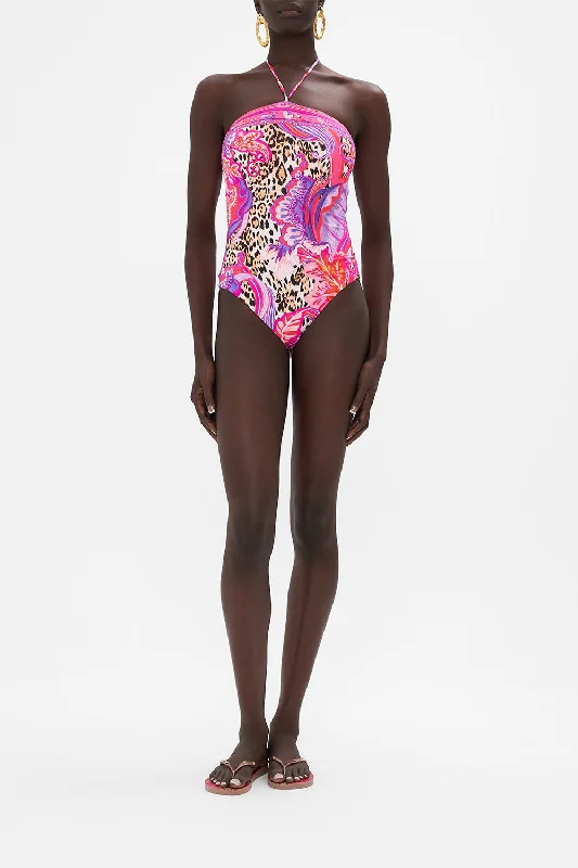 Value Deals BANDEAU ONE PIECE WITH HALTER TIE VIOLA VINTAGE