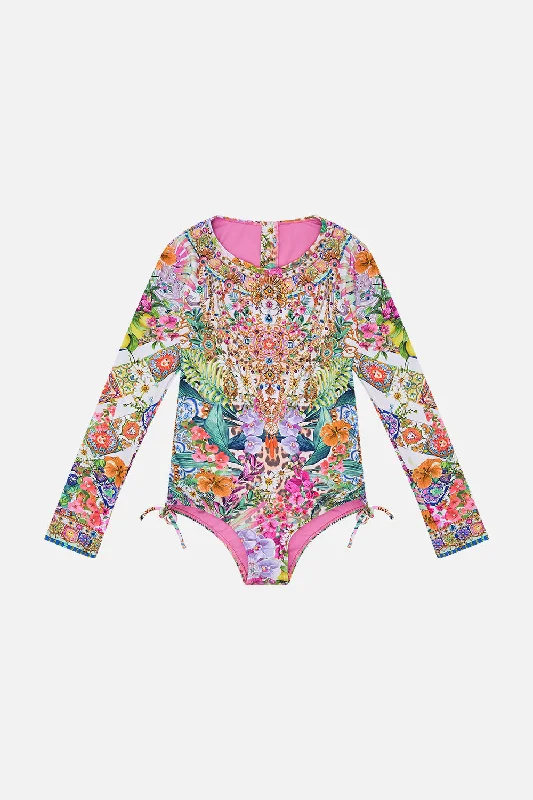 Epic Deals KIDS RUCHED SIDE PADDLESUIT 12-14 FLOWERS OF NEPTUNE