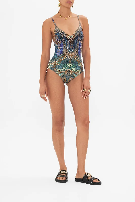 Crazy Deals V NECK UNDERWIRE ONE PIECE FAN DANCE