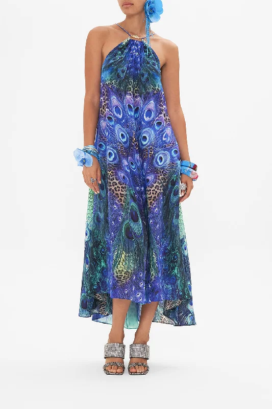Act Fast GATHER NECK HARDWARE MAXI DRESS PEACOCK ROCK