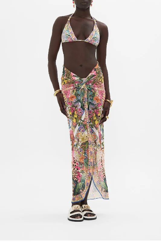 Daily Deals TWIST FRONT LONG SKIRT FLOWERS OF NEPTUNE