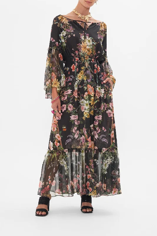 Quick Sale LONG DRESS WITH GATHERED BELL SLEEVE LETTERS FROM A VINEYARD