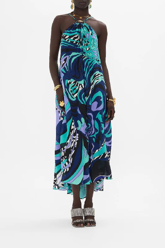 Huge Discounts GATHER NECK HALTER MAXI DRESS VIVIDLY VENICE