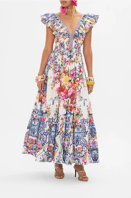 Limited Time TIERED DRESS WITH NECK FRILL DUTCH IS LIFE
