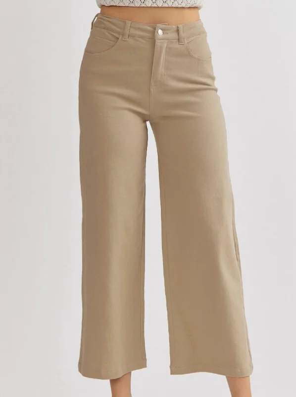 Quick Sale Acid Wash Wide Leg Pants In Tan