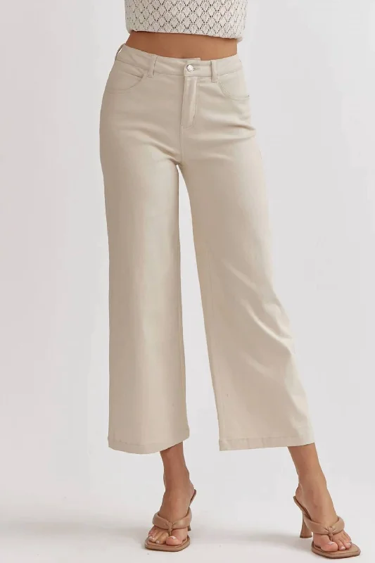 Price Rollback Acid Washed Wide Leg Pants In Sand