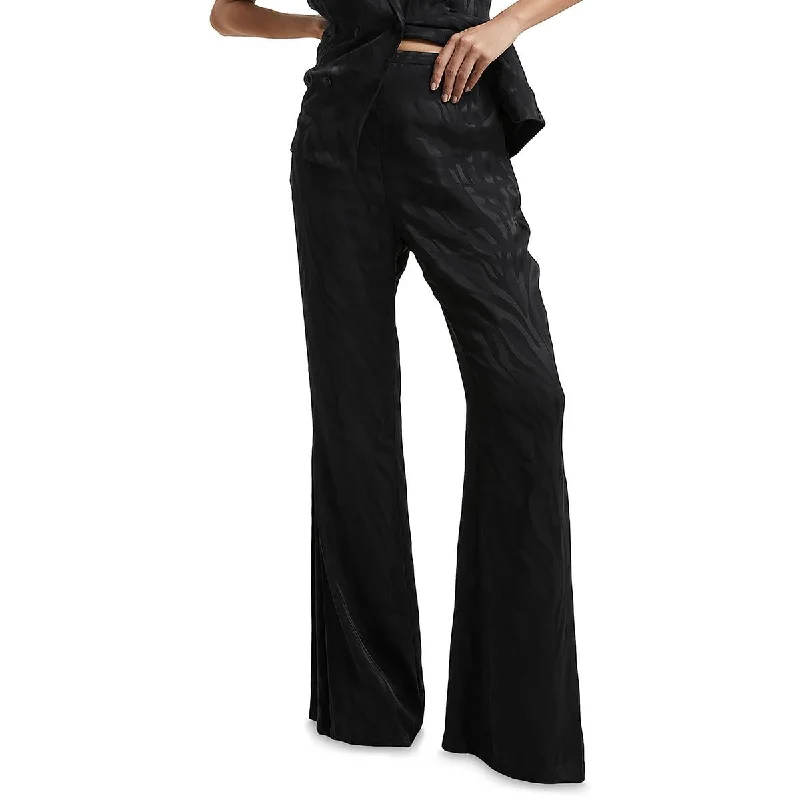 Shop and Save Ara Womens Satin Animal Print Wide Leg Pants