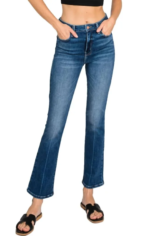 Online Only Bambino Creased Line Cropped Baby Flare Jeans In Dark