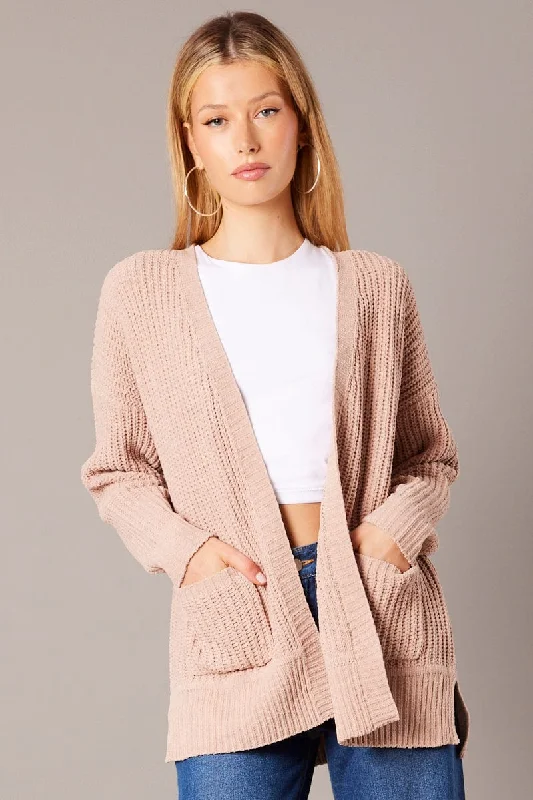 Weekend Flash Sale Beige Knit Cardigan Longline Chenille
