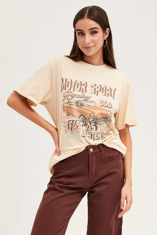 Blowout Sale Beige Oversized T Shirt