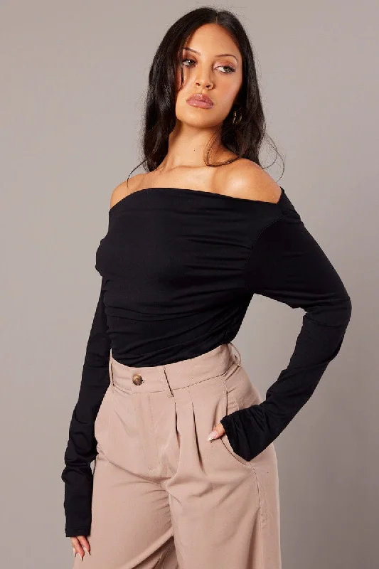 Mega Deal Black Asymmetric Top Long Sleeve