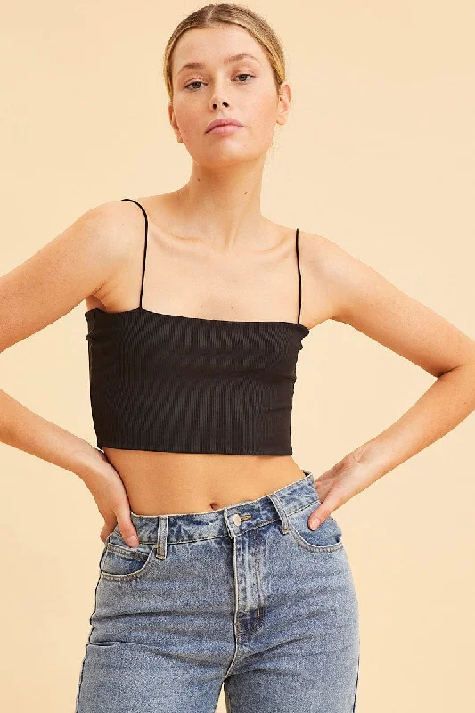 Daily Deals Black Bandeau Singlet Rib Top