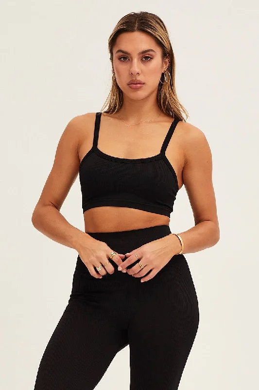 Bonus Savings Black Bralette Crop Round Neck Seamless