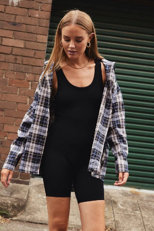 Price Break Black Check Shirt Long Sleeve Collar Check