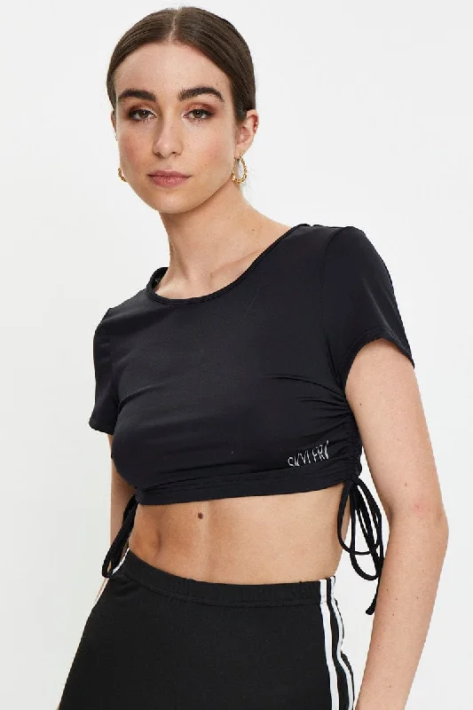 Can't Be Beat Black Drawstring Activewear T Shirt