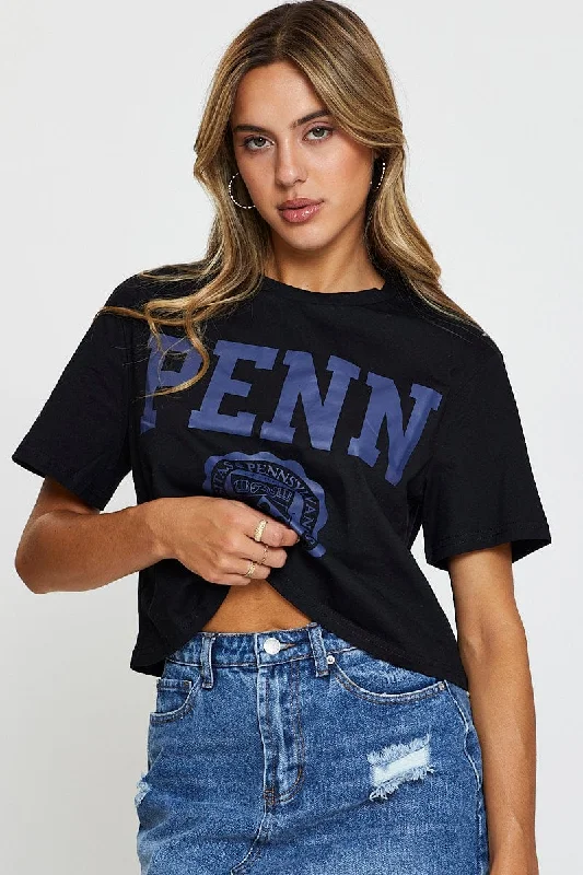 Blowout Deals Black Graphic T Shirt Crop