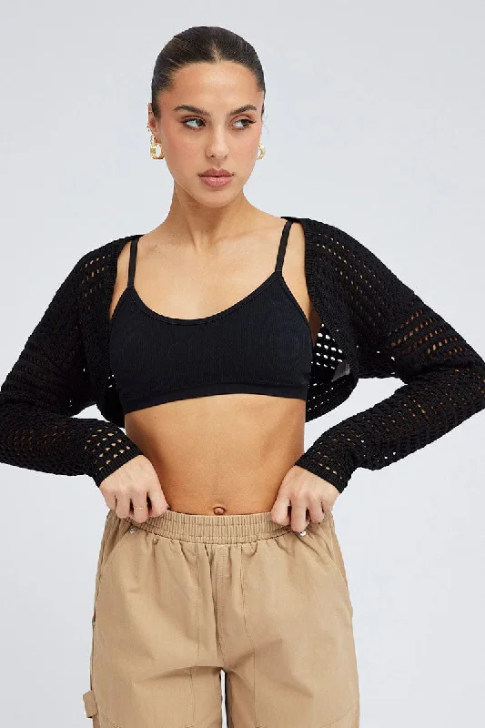 Doorbuster Deal Black Knit Shrug