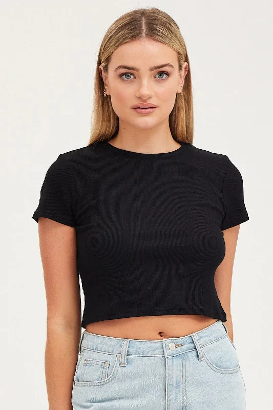 Best Bargains Black T Shirt Short Sleeve Crew Neck