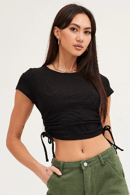 Limited Stock Black Tie Side Baby Tee