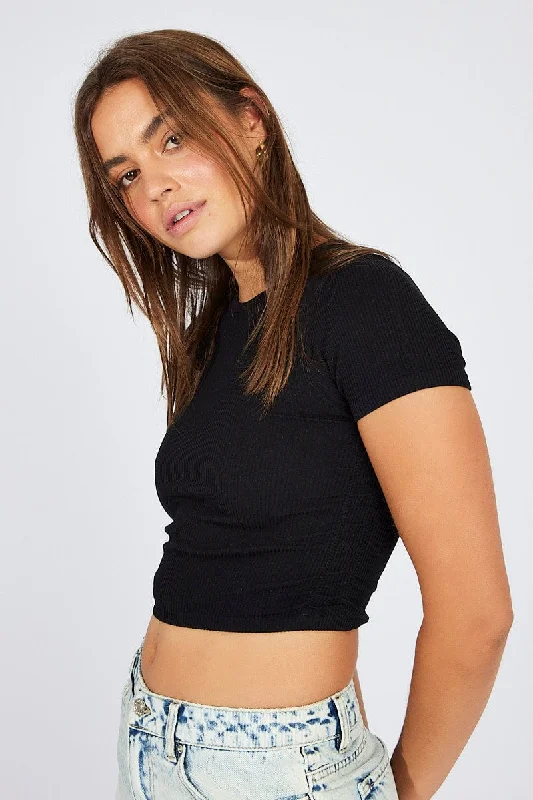 Customer Appreciation Sale Black Top Short Sleeve Seamless
