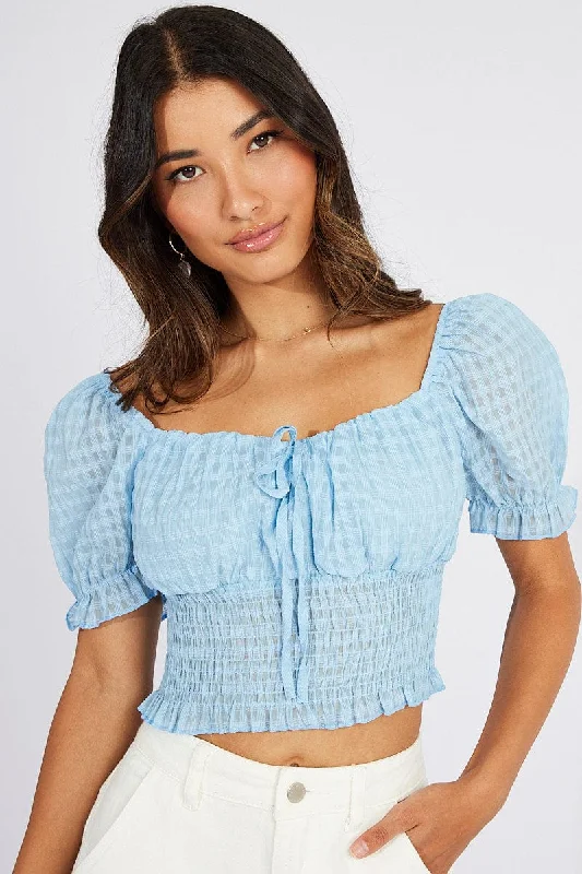 Weekend Special Blue Crop Top Short Sleeve