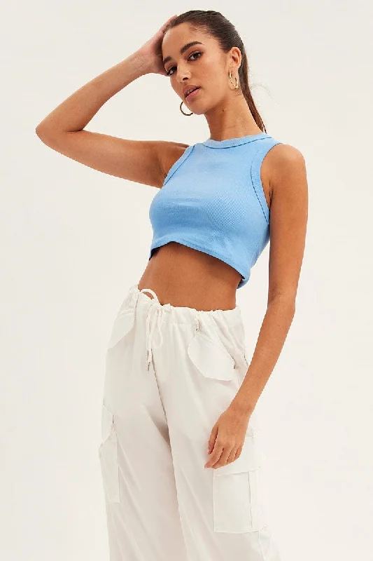 Special Discount Blue Tank Top Sleeveless Crew Neck