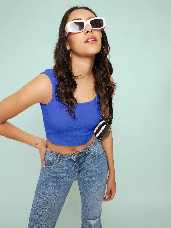 Online Exclusive Cotton Stretchable Basic Round Neck Crop Top