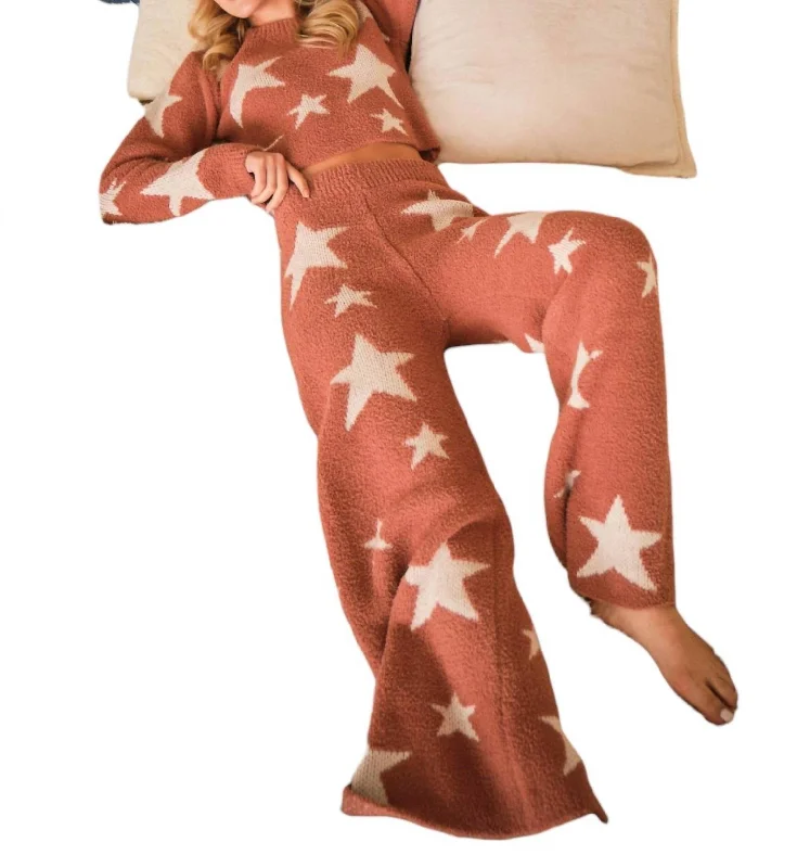 Super Sale Cozy Star Bottom Pants In Terracotta