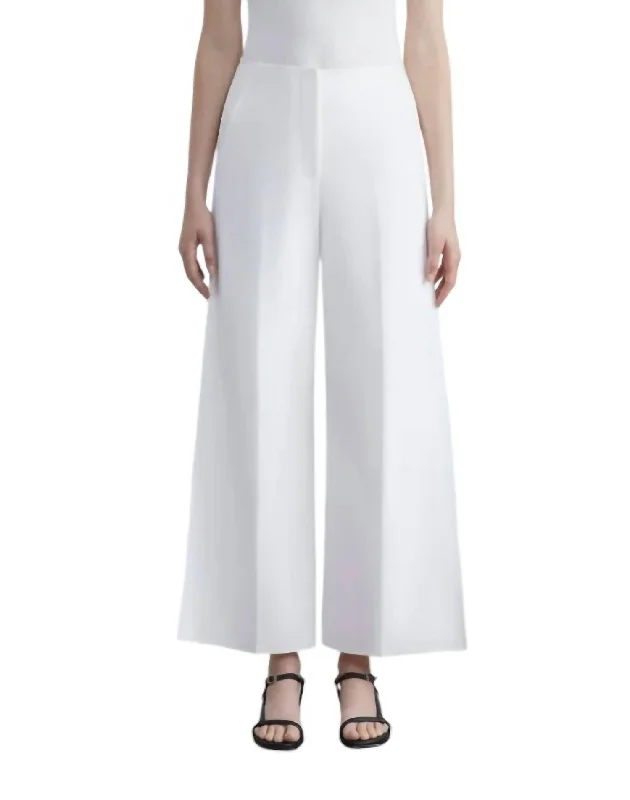 Amazing Deals Finesse Crepe Franklin Wide Leg Ankle Pants In Cloud