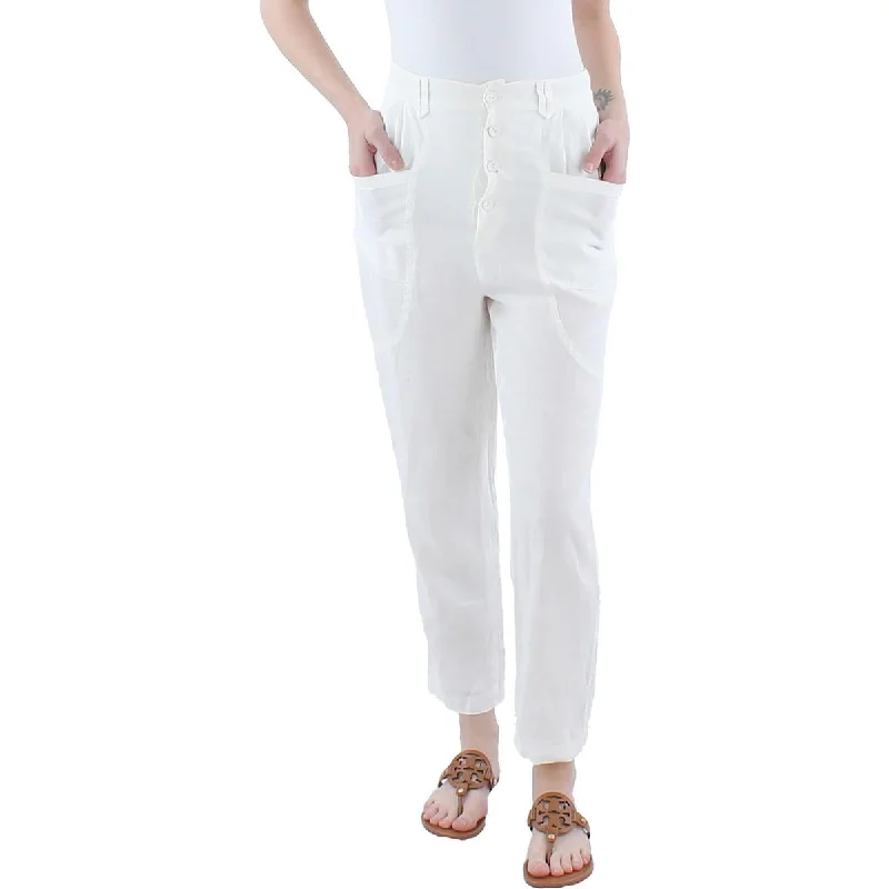 Stock Clearance Gia Womens Linen Ankle High-Waist Pants