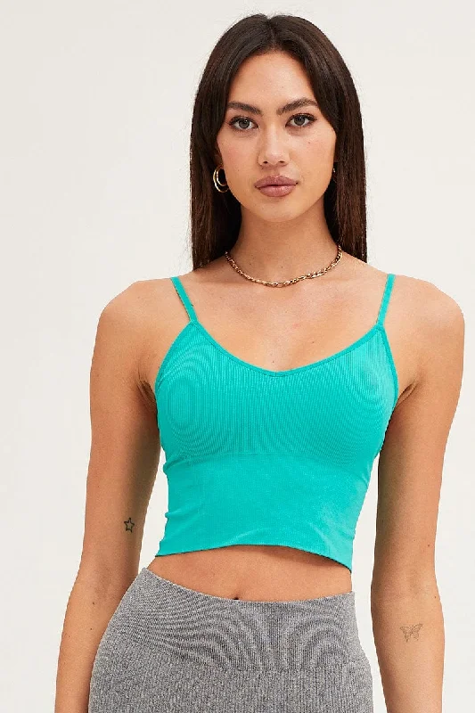Deal Zone Green Crop Singlet Top Seamless