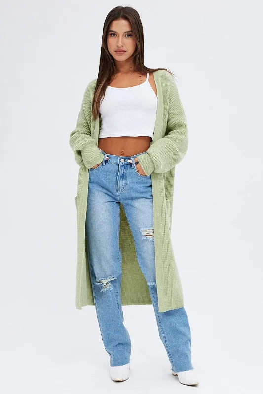 Exclusive Preview Green Longline Cardigan