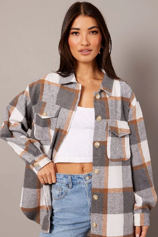 Markdown Madness Grey Check Relaxed Shirt Long Sleeve