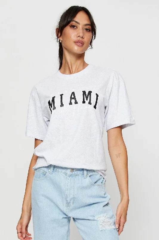 Reduced Prices Grey Graphic T Shirt Short Sleeve