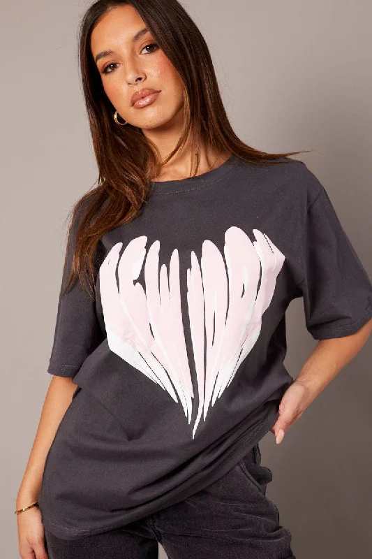 Extra Savings Grey Graphic Tee Short Sleeve