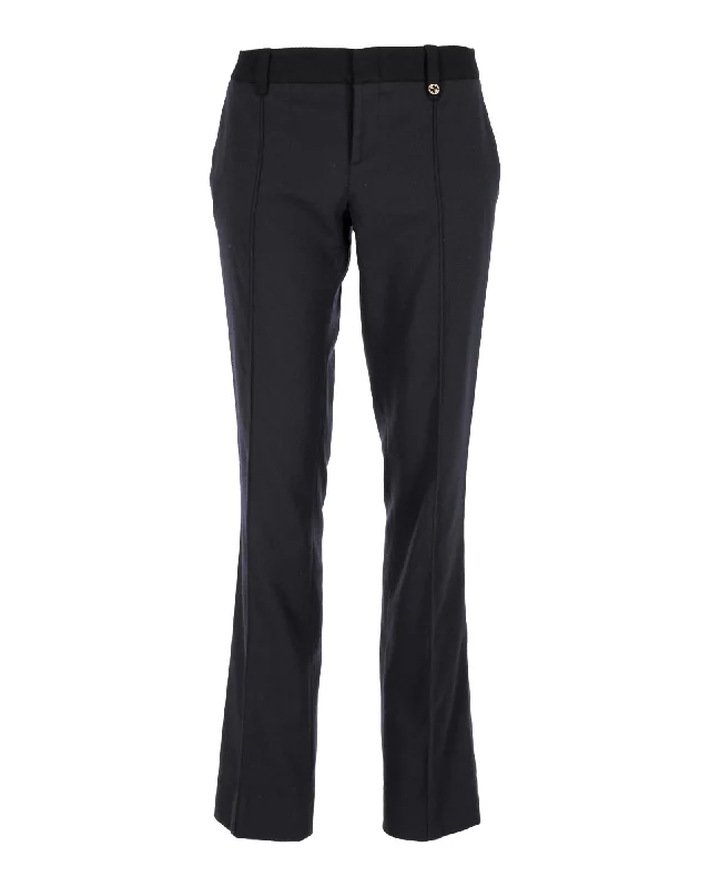 Limited Stock Gucci Boot-Cut Trousers in Navy Blue Wool