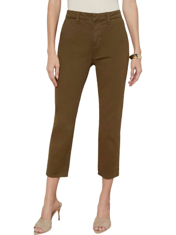 Markdown Madness Harlow High Rise Crop Slim Trouser Pants In British Khaki