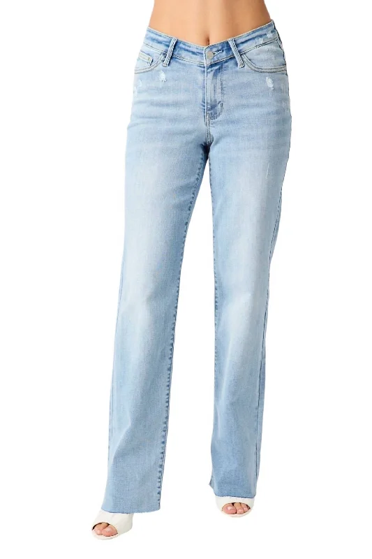Closeout Sale Hi-Rise V Front Straight Jean In Blue