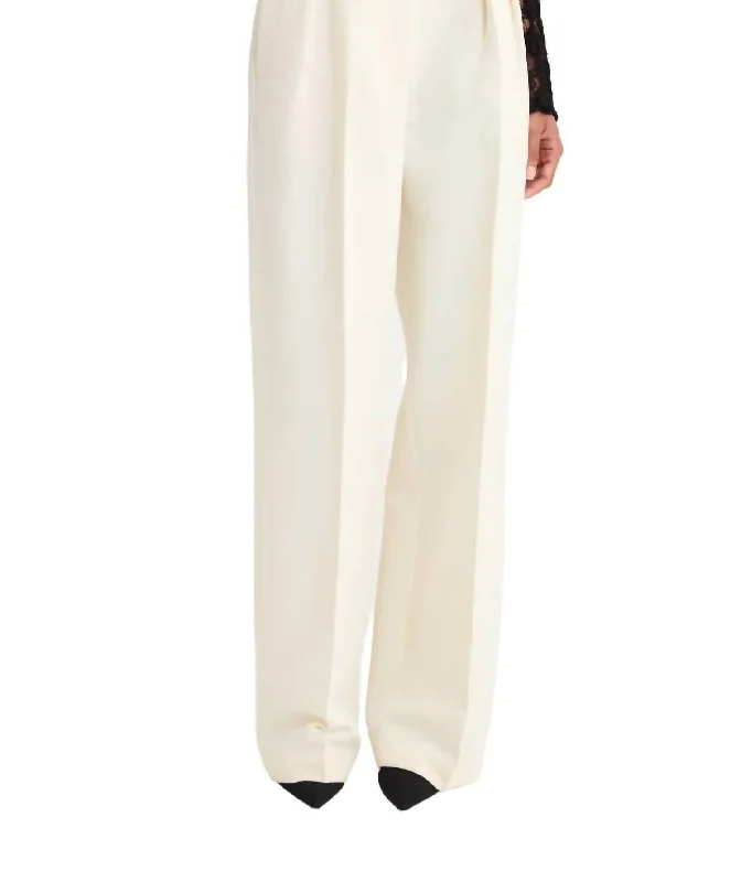 Steals and Deals High-Waisted Pleated Wide Leg Trousers In Off White